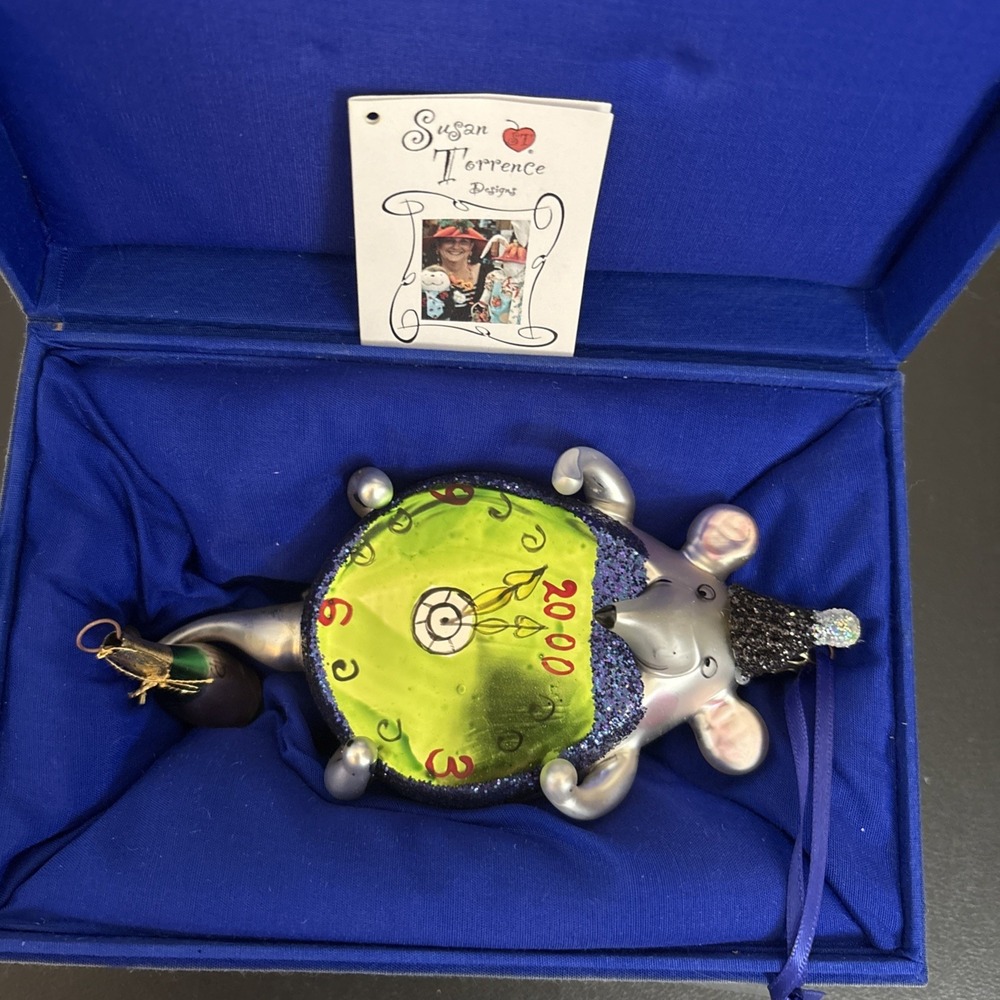 Amazing 1999 Susan Torrence "Millennium Mouse" Christmas Glass Ornament with Box